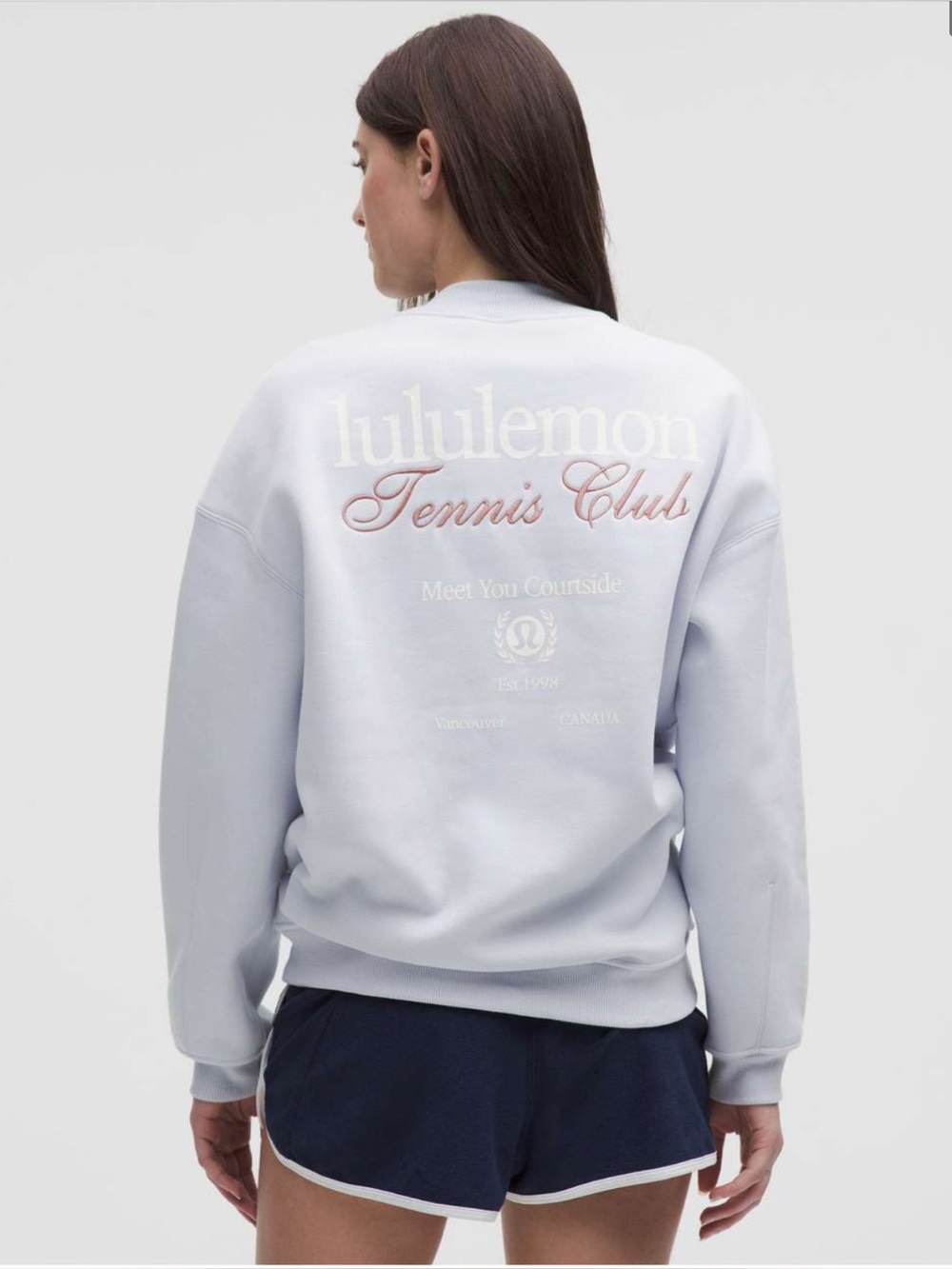 Lululemon Heavyweight Fleece Pullover Tennis Club Size M Light Blue Graphic